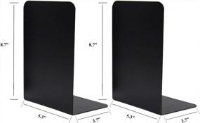 img 3 attached to Decorative Black Metal Bookends - Set Of 4, Non-Slip Anti-Scratch Rubber Pads, Ideal For Shelves And Desks, Sturdy Gauge Design For Book Divider Support And Stopper Holders