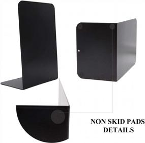 img 2 attached to Decorative Black Metal Bookends - Set Of 4, Non-Slip Anti-Scratch Rubber Pads, Ideal For Shelves And Desks, Sturdy Gauge Design For Book Divider Support And Stopper Holders