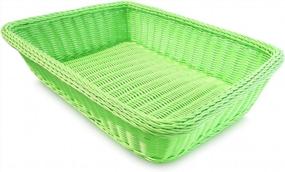 img 3 attached to Green Rectangular Thick Trim Storage Basket By Colorbasket