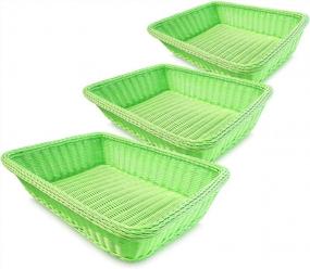 img 2 attached to Green Rectangular Thick Trim Storage Basket By Colorbasket