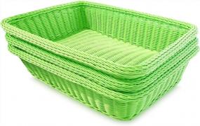 img 4 attached to Green Rectangular Thick Trim Storage Basket By Colorbasket