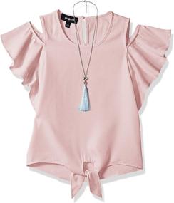 img 2 attached to 👚 Amy Byer Girls' Clothing: Flutter Shoulder Necklace Tops, Tees & Blouses