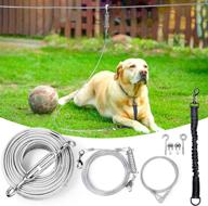 🐶 enhanced dog runner system: elastic leash, 100ft cable, and 10ft leads for yard and camping logo