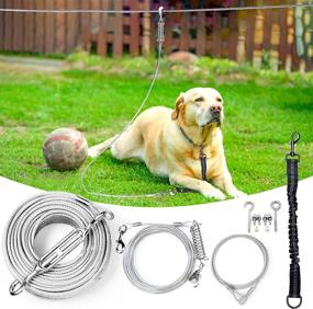 img 4 attached to 🐶 Enhanced Dog Runner System: Elastic Leash, 100ft Cable, and 10ft Leads for Yard and Camping