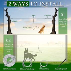 img 3 attached to 🐶 Enhanced Dog Runner System: Elastic Leash, 100ft Cable, and 10ft Leads for Yard and Camping