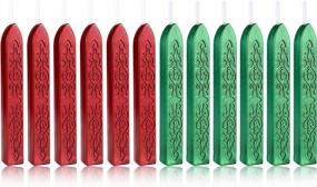 img 3 attached to 12-компонентные антикварные металлические зеленые и красные восковые палочки с фитилями - идеально подходят для сургучной печати и запечатывания рукописи