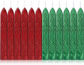 img 4 attached to 12-компонентные антикварные металлические зеленые и красные восковые палочки с фитилями - идеально подходят для сургучной печати и запечатывания рукописи