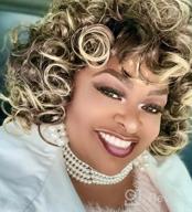 img 1 attached to Silver Kinky Curly Wigs For Black Women - ELIM Short And Big Afro Synthetic Wig With Soft Curls, Bangs, And Heat Resistance, Plus Accessories For Natural And Cute Hairstyles (Z014WH) review by Blake Pudic