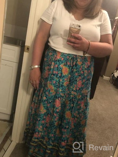 img 1 attached to Boho Floral Maxi Skirt With Pockets - Elastic High Waist And A-Line Cut - Perfect For Women Who Love Simple And Fun Fashion review by Barry Taylor