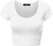 mbj wt1864 womens basic round neck short sleeve crop top logo