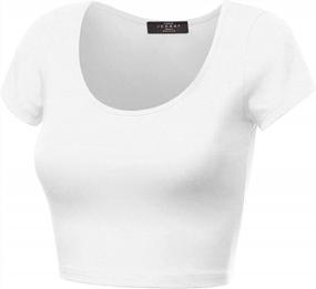 img 2 attached to MBJ WT1864 Womens Basic Round Neck Short Sleeve Crop Top