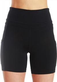 img 3 attached to Women'S High Waisted Tummy Control 4-Way Stretch Yoga Shorts With Side Pockets For Workout Running
