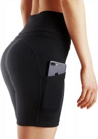 img 2 attached to Women'S High Waisted Tummy Control 4-Way Stretch Yoga Shorts With Side Pockets For Workout Running
