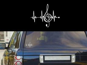 img 1 attached to 🎵 Music Heartbeat Vinyl Sticker Decal for Cars, Trucks, Vans, Walls, Laptop - White, Size 7.5 x 5.5 inches (NOK148)