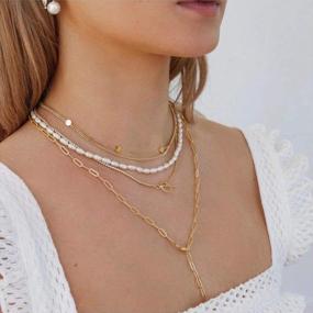 img 2 attached to Upgrade Your Jewelry Game With Buufan'S 14K Gold Plated Paperclip Necklace Bracelet Anklet Set