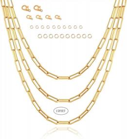 img 4 attached to Upgrade Your Jewelry Game With Buufan'S 14K Gold Plated Paperclip Necklace Bracelet Anklet Set