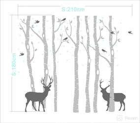 img 1 attached to Suonady Forest Tree Wall Decals - Elegant White Tree Wall Sticker for Bedroom and Nursery Decor - Removable Vinyl Art Decal - Adorable Deers Design - Large Size 82.7x70.9 Inch - Light Grey