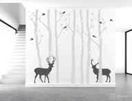 suonady forest tree wall decals - elegant white tree wall sticker for bedroom and nursery decor - removable vinyl art decal - adorable deers design - large size 82.7x70.9 inch - light grey логотип