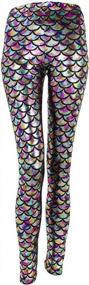 img 4 attached to Ayliss Women'S High Waisted Mermaid Leggings: A Shimmery And Stretchy Addition To Your Costume Or Party Wear Collection!