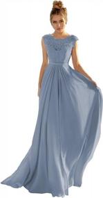 img 4 attached to Women'S Cap Sleeve Lace A-Line Bodice Formal Evening Gown Bridesmaid Dress