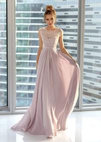 img 2 attached to Women'S Cap Sleeve Lace A-Line Bodice Formal Evening Gown Bridesmaid Dress