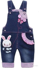 img 4 attached to 👖 Adorable KIDSCOOL SPACE Baby Girl Jean Overalls: Toddler Denim Bunny Outfit, Perfect for Your Little One!