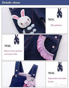 img 1 attached to 👖 Adorable KIDSCOOL SPACE Baby Girl Jean Overalls: Toddler Denim Bunny Outfit, Perfect for Your Little One!