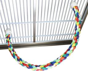 img 4 attached to 🐦 Bonka Bird Toys Rope Perch: Climbing Fun for Parrot, Cockatoo, African Grey, Quaker, and Cockatiel - Colorful, Bendable, and Comfy Cotton