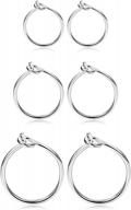 маленькие серьги-кольца из стерлингового серебра 925 пробы для женщин и девочек - 3 пары спальных серег с пирсингом в размерах 6 мм, 8 мм и 10 мм логотип