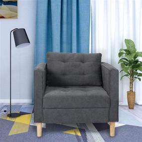 img 3 attached to Современный тканевый стул середины века с подлокотниками - удобный стул для чтения для гостиной, офиса, студии и спальни