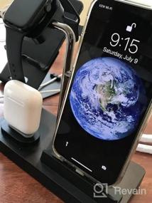 img 6 attached to Усовершенствованная алюминиевая зарядная станция для Apple Watch, iPad, AirPods и iPhone — Space Grey Edition. Совместимость с IWatch Series 1–8, iPad, AirPods Pro 1–3 и iPhone 6S–14.