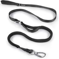 🐾 7ft heavy duty bungee dog leash with car seat belt - training leash for medium to large breed dogs, multifunctional and padded handles (black, bungee style) логотип