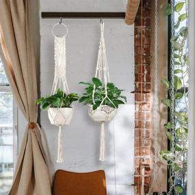 img 3 attached to Add Vibrant Greenery To Your Home With ZOUTOG'S Set Of 4 Handcrafted Macrame Plant Hangers