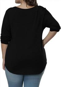 img 3 attached to Flattering Allure: Plus Size Long Sleeve Tees With Asymmetric Hem For Casual Chic Look By ALLEGRACE