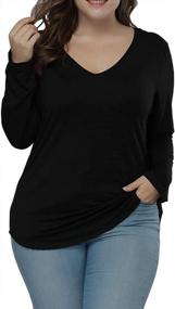 img 1 attached to Flattering Allure: Plus Size Long Sleeve Tees With Asymmetric Hem For Casual Chic Look By ALLEGRACE