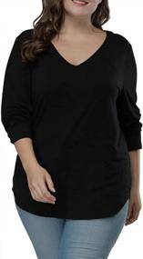img 4 attached to Flattering Allure: Plus Size Long Sleeve Tees With Asymmetric Hem For Casual Chic Look By ALLEGRACE