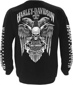 img 1 attached to 🏍️ Bold and Stylish: Harley-Davidson Men's Lightning Crest Fleece Pullover Sweatshirt in Black