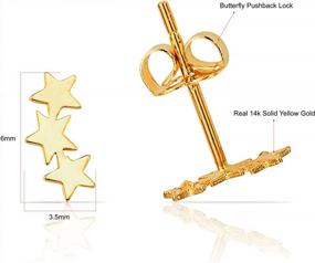 img 1 attached to Fine Gold Star Earrings - 14K Yellow Gold Sparkling Three-Star Studs For Women, Girls, Teens, And Kids
