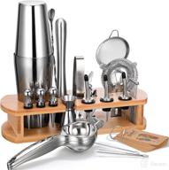 complete 24-piece cocktail shaker bartender kit with stand and more professional bar tools logo