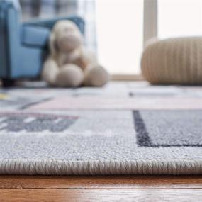 img 1 attached to 🏠 SAFAVIEH Kids Play House Collection 3' 3" x 5' 3" Grey and Pink Hopscotch Machine Washable Rug for Nursery, Playroom, and Bedroom Areas