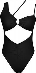 img 1 attached to QINSEN One-Shoulder High-Cut Swimsuit With Cutout And Ruched Back For Women