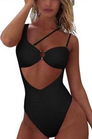 img 2 attached to QINSEN One-Shoulder High-Cut Swimsuit With Cutout And Ruched Back For Women
