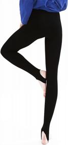img 4 attached to Women'S Petite Fleece-Lined Thick Thermal Leggings - Winter Warm Opaque Tights With Control Top Pantyhose (Black)