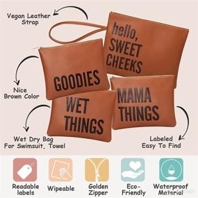 img 2 attached to 👜 Mominside Diaper Bag Organizing Pouches Set - 4 Leather Diaper Clutch, Large Dry Wet Bag, Baby Bag Organizer for Daily Use, Shopping, Travel, Vacations - Brown, Ideal for Baby Registry Search