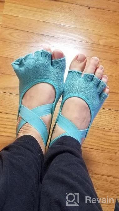 img 1 attached to Women'S Non-Slip Yoga Socks With Grip For Ballet, Pilates, Barre And Dance - Toeless Half Toe review by Roberto Bates
