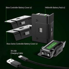 img 1 attached to Xbox Rechargeable Controller Battery Packs (2 Pack) With 4 Matching Covers And Micro USB Charging Cable - Compatible With Xbox One/Xbox Series X S And Elite Wireless Remote - Play And Charge Kit