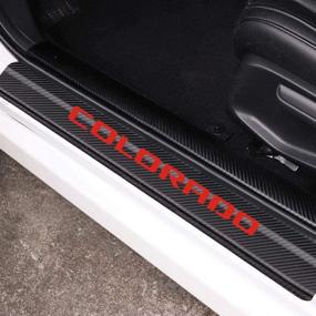 img 4 attached to MAXMILO 4Pcs Reflective 4D Carbon Fiber Leather Sticker Door Entry Guard for Chevy Colorado - Red