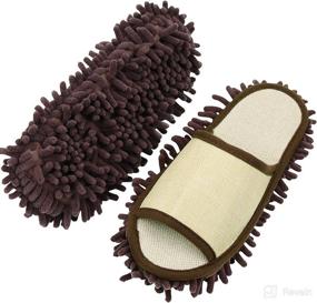 img 4 attached to 🧦 Efficient Microfiber Chenille Mop Slippers - Unisex Linen Cleaning Slippers | Detachable, Machine Washable | Lazy Cleaning Tool for House Floors, Dust, Hair, and Dirt