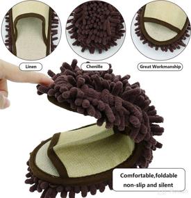 img 2 attached to 🧦 Efficient Microfiber Chenille Mop Slippers - Unisex Linen Cleaning Slippers | Detachable, Machine Washable | Lazy Cleaning Tool for House Floors, Dust, Hair, and Dirt