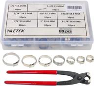 yaetek stepless 1-ear clamp kit - 80pcs 304 stainless steel single ear hose clamps with ear clamp pincers kit - ear clamp plier - stepless ear clamps with standard jaw pincer set of 80 logo